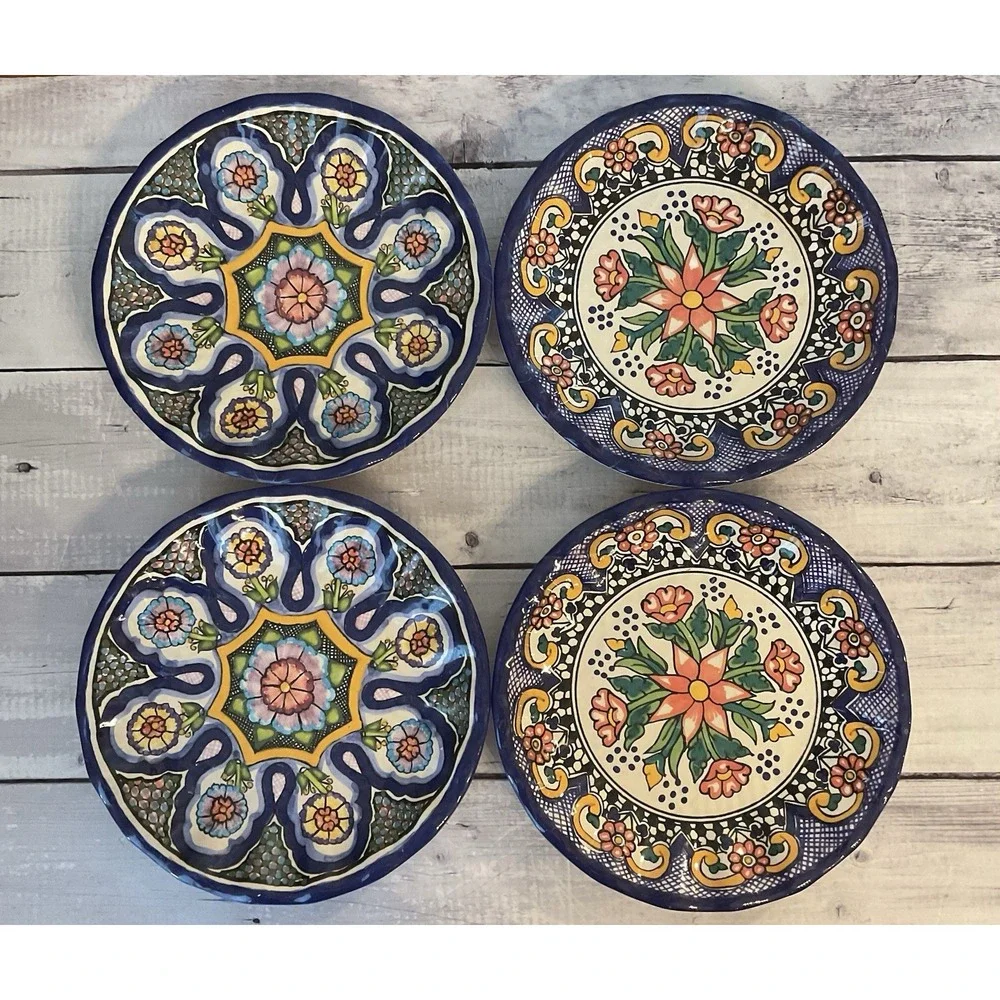 Pottery Barn Del Sol Melamine Dinner Plates Mixed Patterns 10.25